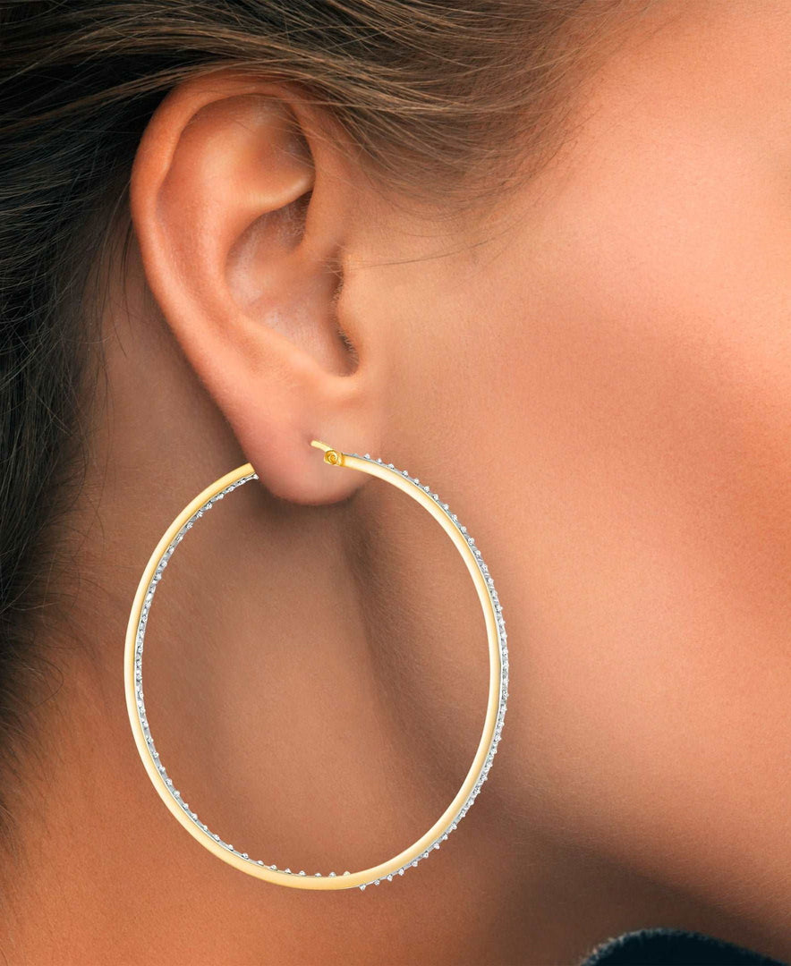 18K Yellow Gold over Sterling Silver_Diamond Fascination® Diamond Accent Sterling Silver Inside Out Large Hoop Earrings - iHeart Jewels_I_Heart_1