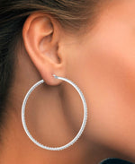 Load image into Gallery viewer, Platinum over Sterling Silver_Diamond Fascination® Diamond Accent Sterling Silver Inside Out Large Hoop Earrings - iHeart Jewels_I_Heart_2