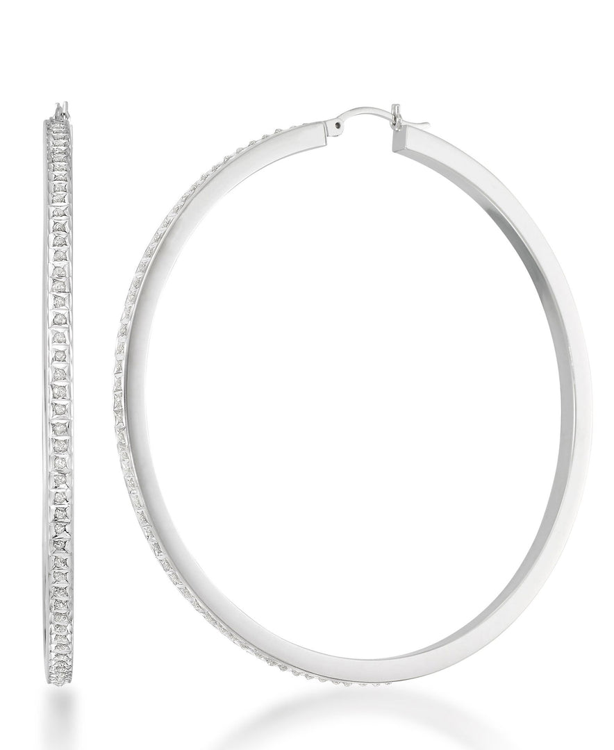 Platinum over Sterling Silver_Diamond Fascination® Diamond Accent Sterling Silver Large Bold Hoop Earrings - iHeart Jewels_I_Heart_1