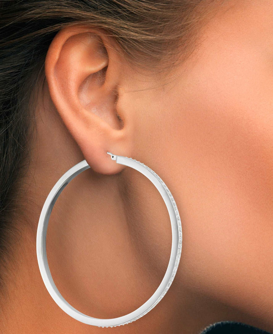 Platinum over Sterling Silver_Diamond Fascination® Diamond Accent Sterling Silver Large Bold Hoop Earrings - iHeart Jewels_I_Heart_1