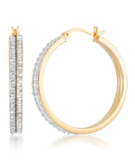 Load image into Gallery viewer, 18K Yellow Gold over Sterling Silver_Diamond Fascination® Diamond Accent Sterling Silver Large Double Hoop Earrings - iHeart Jewels_I_Heart_1