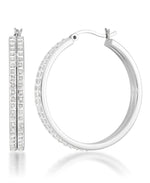 Load image into Gallery viewer, Platinum over Sterling Silver_Diamond Fascination® Diamond Accent Sterling Silver Large Double Hoop Earrings - iHeart Jewels_I_Heart_2