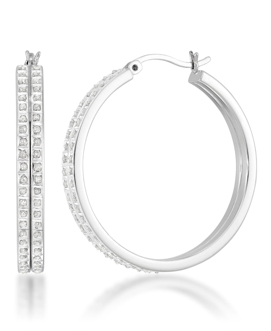Platinum over Sterling Silver_Diamond Fascination® Diamond Accent Sterling Silver Large Double Hoop Earrings - iHeart Jewels_I_Heart_2