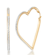 Load image into Gallery viewer, 18K Yellow Gold over Sterling Silver_Diamond Fascination® Diamond Accent Sterling Silver Large Heart Shape Hoop Earrings - iHeart Jewels_I_Heart_1