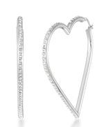 Load image into Gallery viewer, Platinum over Sterling Silver_Diamond Fascination® Diamond Accent Sterling Silver Large Heart Shape Hoop Earrings - iHeart Jewels_I_Heart_2