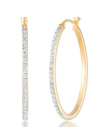 Load image into Gallery viewer, 18K Yellow Gold over Sterling Silver_Diamond Fascination® Diamond Accent Sterling Silver Large Oval Hoop Earrings - iHeart Jewels_I_Heart_1
