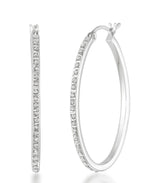 Load image into Gallery viewer, Platinum over Sterling Silver_Diamond Fascination® Diamond Accent Sterling Silver Large Oval Hoop Earrings - iHeart Jewels_I_Heart_2