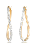 Load image into Gallery viewer, 18K Yellow Gold over Sterling Silver_Diamond Fascination® Diamond Accent Sterling Silver Large Oval Wave Hoop Earrings - iHeart Jewels_I_Heart_1