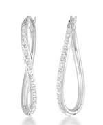Load image into Gallery viewer, Platinum over Sterling Silver_Diamond Fascination® Diamond Accent Sterling Silver Large Oval Wave Hoop Earrings - iHeart Jewels_I_Heart_2