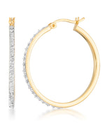 Load image into Gallery viewer, 18K Yellow Gold over Sterling Silver_Diamond Fascination® Diamond Accent Sterling Silver Large Round Hoop Earrings - iHeart Jewels_I_Heart_1