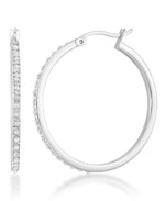 Load image into Gallery viewer, Platinum over Sterling Silver_Diamond Fascination® Diamond Accent Sterling Silver Large Round Hoop Earrings - iHeart Jewels_I_Heart_2