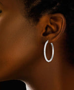 Load image into Gallery viewer, Platinum over Sterling Silver_Diamond Fascination® Diamond Accent Sterling Silver Large Round Hoop Earrings - iHeart Jewels_I_Heart_2