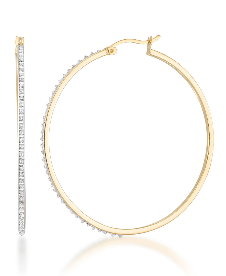 18K Yellow Gold over Sterling Silver_Diamond Fascination® Diamond Accent Sterling Silver Large Thin Profile Round Hoop Earrings - iHeart Jewels_I_Heart_1