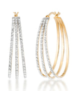 Load image into Gallery viewer, 18K Yellow Gold over Sterling Silver_Diamond Fascination® Diamond Accent Sterling Silver Large Triple Hoop Earrings - iHeart Jewels_I_Heart_1