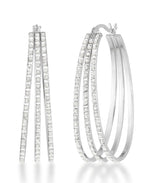 Load image into Gallery viewer, Platinum over Sterling Silver_Diamond Fascination® Diamond Accent Sterling Silver Large Triple Hoop Earrings - iHeart Jewels_I_Heart_2