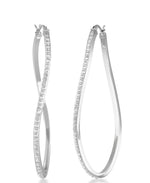 Load image into Gallery viewer, Platinum over Sterling Silver_Diamond Fascination® Diamond Accent Sterling Silver Large Wave Hoop Earrings - iHeart Jewels_I_Heart_2