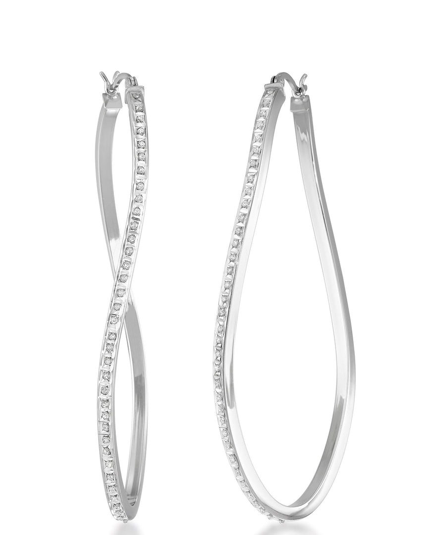 Platinum over Sterling Silver_Diamond Fascination® Diamond Accent Sterling Silver Large Wave Hoop Earrings - iHeart Jewels_I_Heart_2