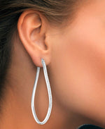 Load image into Gallery viewer, Platinum over Sterling Silver_Diamond Fascination® Diamond Accent Sterling Silver Large Wave Hoop Earrings - iHeart Jewels_I_Heart_2