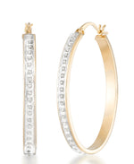 Load image into Gallery viewer, 18K Yellow Gold over Sterling Silver_Diamond Fascination® Diamond Accent Sterling Silver Large Wide Oval Hoop Earrings - iHeart Jewels_I_Heart_1