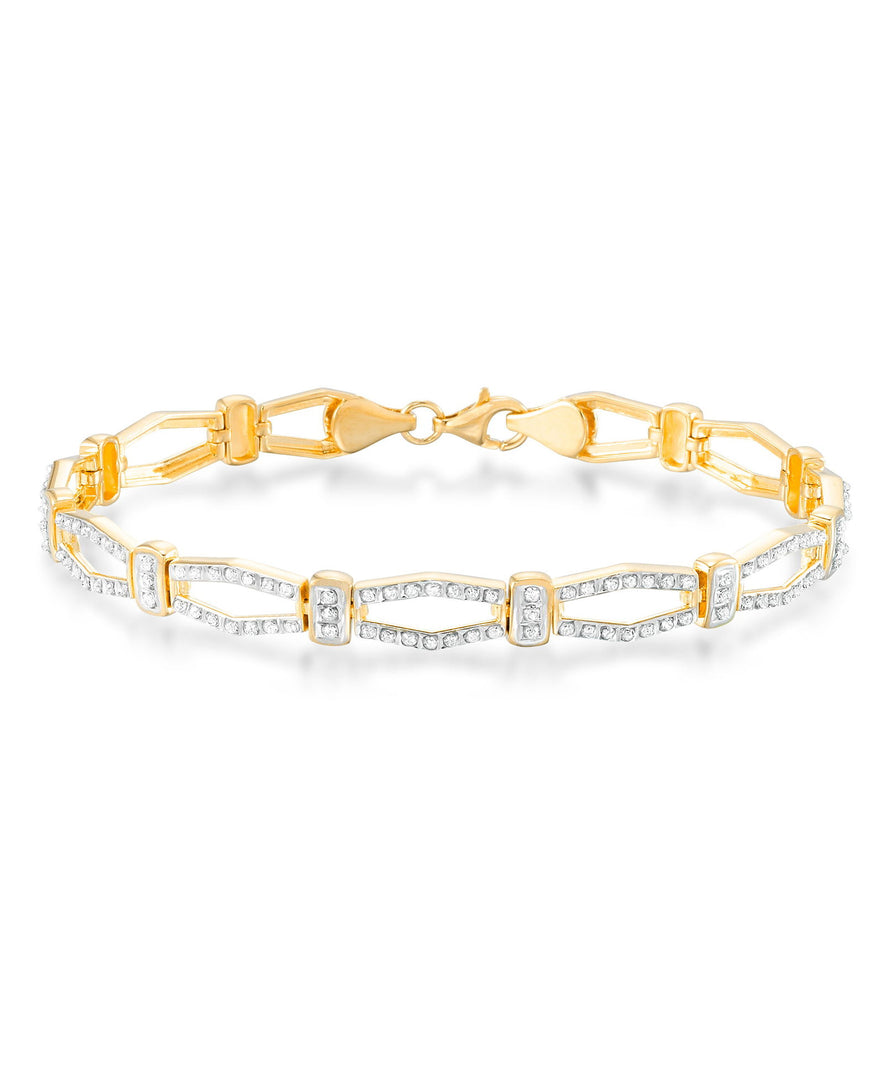 18K Yellow Gold over Sterling Silver_Diamond Fascination® Diamond Accent Sterling Silver Marquise Link Bracelet - iHeart Jewels_I_Heart_1