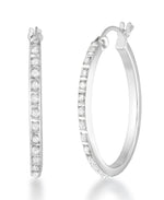 Load image into Gallery viewer, Platinum over Sterling Silver_Diamond Fascination® Diamond Accent Sterling Silver Oval Hoop Earrings - iHeart Jewels_I_Heart_1
