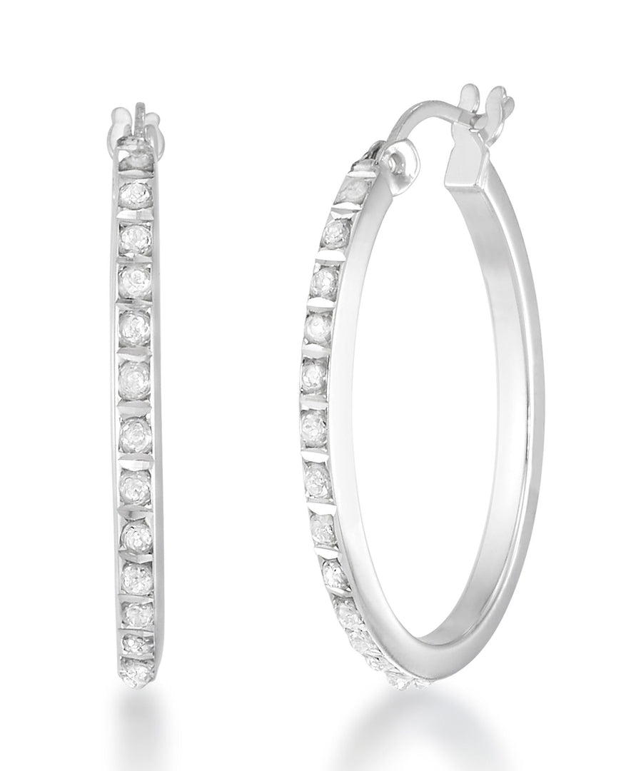 Platinum over Sterling Silver_Diamond Fascination® Diamond Accent Sterling Silver Oval Hoop Earrings - iHeart Jewels_I_Heart_1