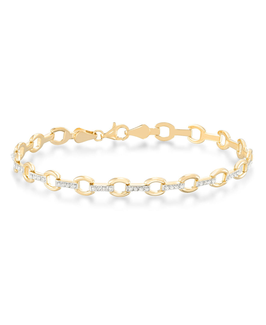 18K Yellow Gold over Sterling Silver_Diamond Fascination® Diamond Accent Sterling Silver Oval Link Bracelet - iHeart Jewels_I_Heart_1