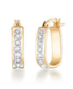 Load image into Gallery viewer, 18K Yellow Gold over Sterling Silver_Diamond Fascination® Diamond Accent Sterling Silver Paper Clip Hoop Earrings - iHeart Jewels_I_Heart_1