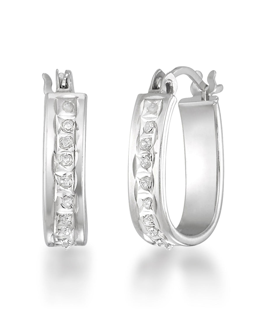 Platinum over Sterling Silver_Diamond Fascination® Diamond Accent Sterling Silver Paper Clip Hoop Earrings - iHeart Jewels_I_Heart_2