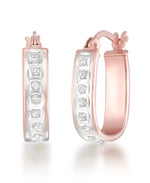 Load image into Gallery viewer, 18K Rose Gold over Sterling Silver_Diamond Fascination® Diamond Accent Sterling Silver Paper Clip Hoop Earrings - iHeart Jewels_I_Heart_3