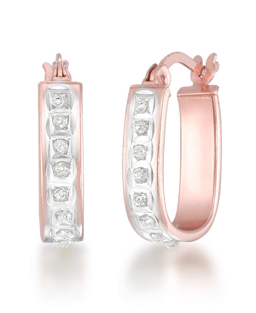 18K Rose Gold over Sterling Silver_Diamond Fascination® Diamond Accent Sterling Silver Paper Clip Hoop Earrings - iHeart Jewels_I_Heart_3