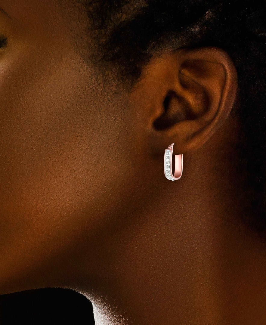 18K Rose Gold over Sterling Silver_Diamond Fascination® Diamond Accent Sterling Silver Paper Clip Hoop Earrings - iHeart Jewels_I_Heart_3
