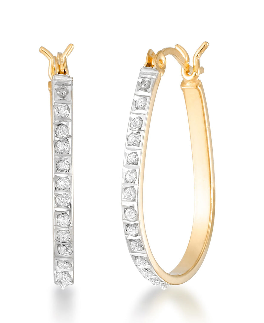 18K Yellow Gold over Sterling Silver_Diamond Fascination® Diamond Accent Sterling Silver Pear Shape Hoop Earrings - iHeart Jewels_I_Heart_1