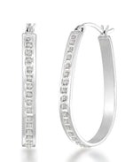 Cargar imagen en el visor de la galería, Platinum over Sterling Silver_Diamond Fascination® Diamond Accent Sterling Silver Pear Shape Large Hoop Earrings - iHeart Jewels_I_Heart_2
