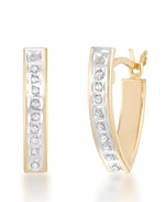 Load image into Gallery viewer, 18K Yellow Gold over Sterling Silver_Diamond Fascination® Diamond Accent Sterling Silver Petite Arrow V-Shape Hoop Earrings - iHeart Jewels_I_Heart_1