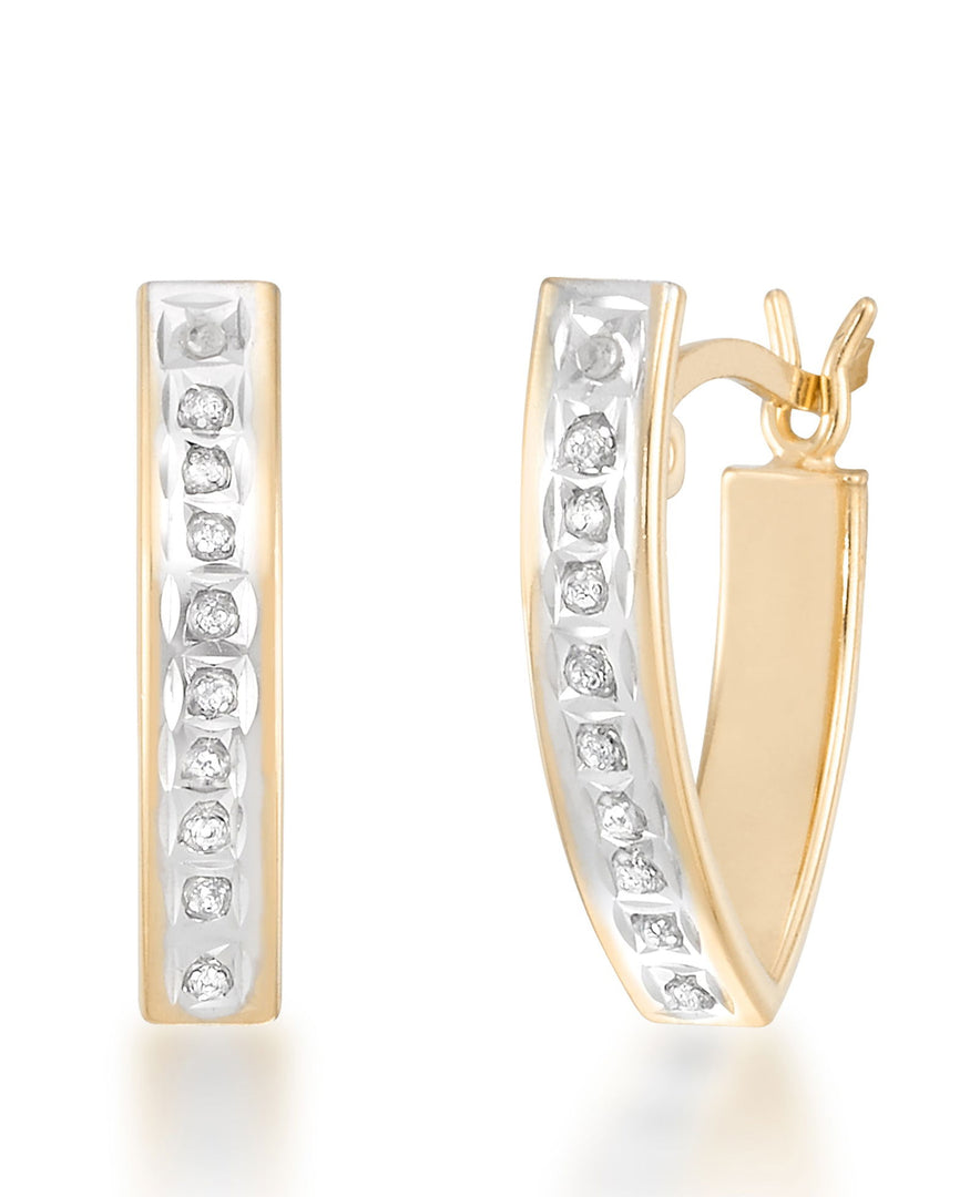 18K Yellow Gold over Sterling Silver_Diamond Fascination® Diamond Accent Sterling Silver Petite Arrow V-Shape Hoop Earrings - iHeart Jewels_I_Heart_1