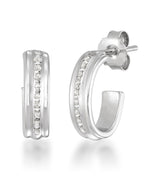 Load image into Gallery viewer, Platinum over Sterling Silver_Diamond Fascination® Diamond Accent Sterling Silver Petite Demi Hoop - iHeart Jewels_I_Heart_1