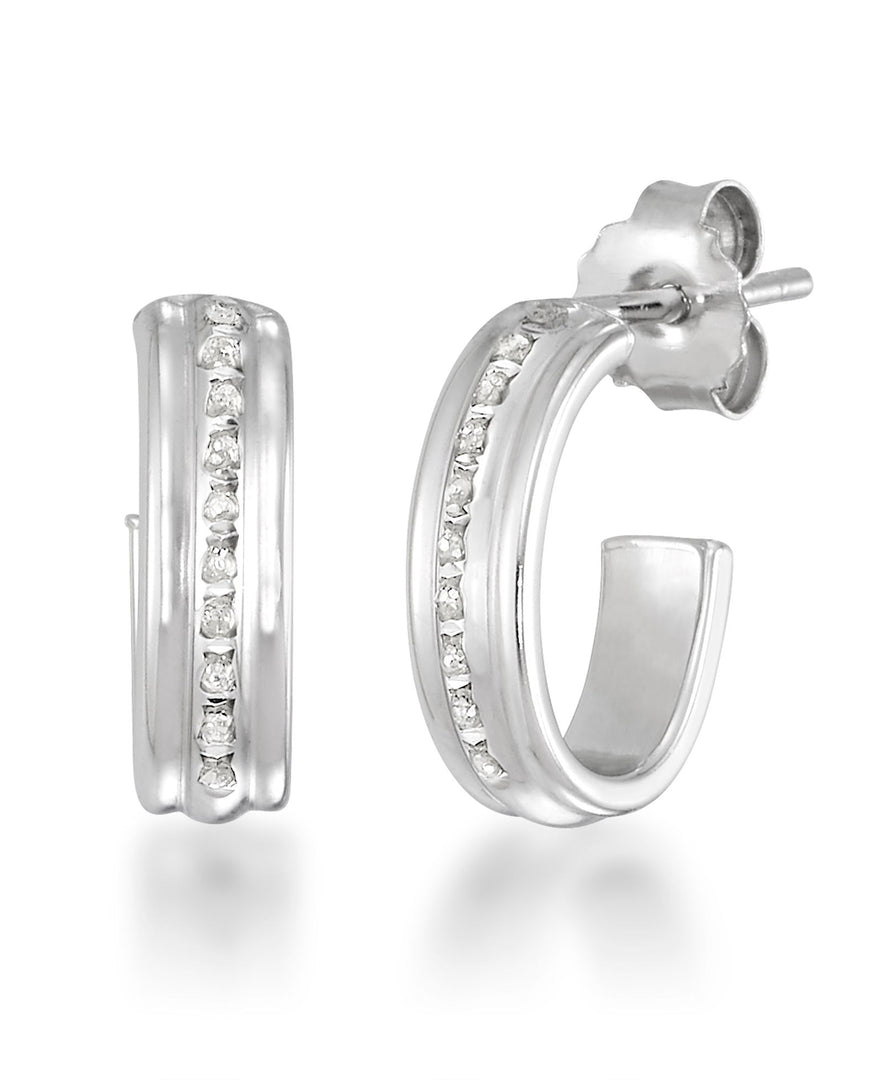 Platinum over Sterling Silver_Diamond Fascination® Diamond Accent Sterling Silver Petite Demi Hoop - iHeart Jewels_I_Heart_1