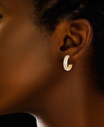 Load image into Gallery viewer, 18K Yellow Gold over Sterling Silver_Diamond Fascination® Diamond Accent Sterling Silver Petite Demi Hoop Earrings - iHeart Jewels_I_Heart_1