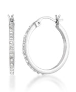 Load image into Gallery viewer, Platinum over Sterling Silver_Diamond Fascination® Diamond Accent Sterling Silver Round Hoop Earrings - iHeart Jewels_I_Heart_1