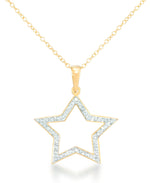 Load image into Gallery viewer, 18K Yellow Gold over Sterling Silver_Diamond Fascination® Diamond Accent Sterling Silver Star Pendant in Sterling Silver_I_Heart_1