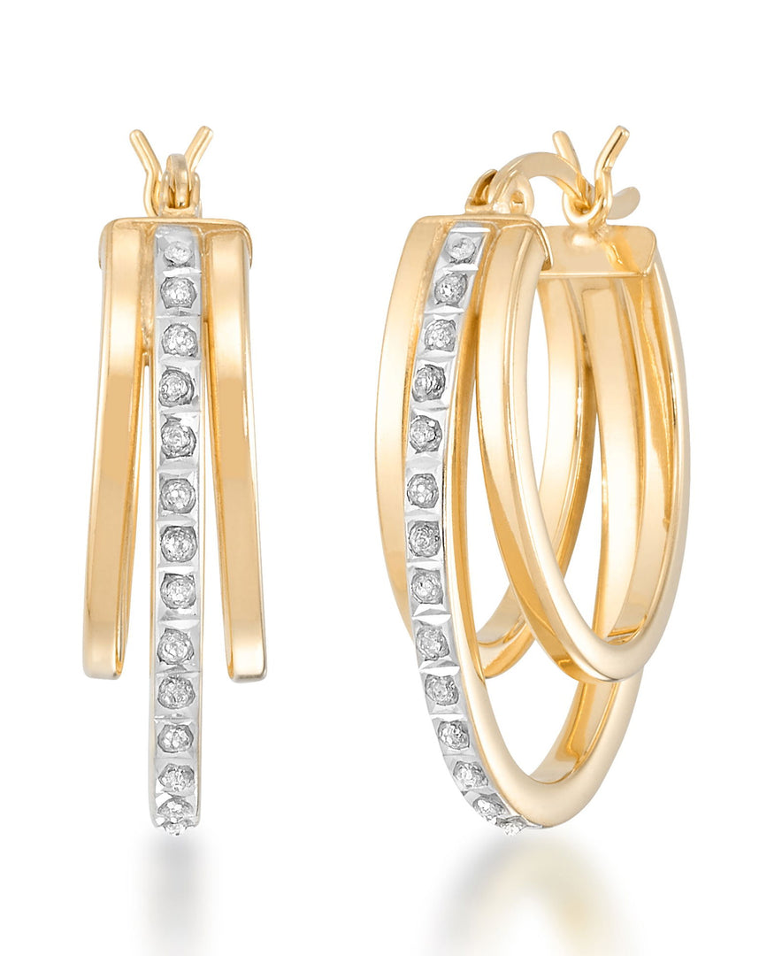 18K Yellow Gold over Sterling Silver_Diamond Fascination® Diamond Accent Sterling Silver Triple Oval Hoop Earrings - iHeart Jewels_I_Heart_1