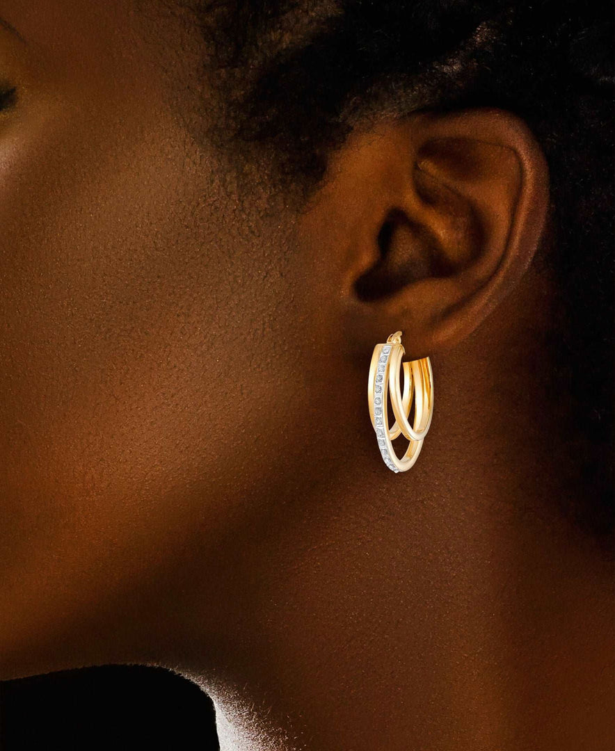 18K Yellow Gold over Sterling Silver_Diamond Fascination® Diamond Accent Sterling Silver Triple Oval Hoop Earrings - iHeart Jewels_I_Heart_1