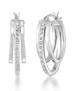 Load image into Gallery viewer, Platinum over Sterling Silver_Diamond Fascination® Diamond Accent Sterling Silver Triple Oval Hoop Earrings - iHeart Jewels_I_Heart_2