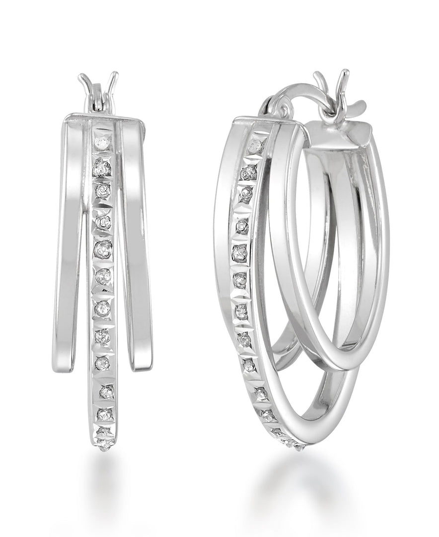 Platinum over Sterling Silver_Diamond Fascination® Diamond Accent Sterling Silver Triple Oval Hoop Earrings - iHeart Jewels_I_Heart_2