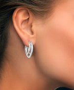 Load image into Gallery viewer, Platinum over Sterling Silver_Diamond Fascination® Diamond Accent Sterling Silver Triple Oval Hoop Earrings - iHeart Jewels_I_Heart_2