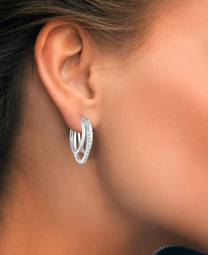 Platinum over Sterling Silver_Diamond Fascination® Diamond Accent Sterling Silver Triple Oval Hoop Earrings - iHeart Jewels_I_Heart_2
