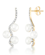 Load image into Gallery viewer, 18K Yellow Gold over Sterling Silver_Diamond Fascination® Diamond Accent Sterling Silver Wave Earrings with Genuine Cultured Pearls - iHeart Jewels_I_Heart_1