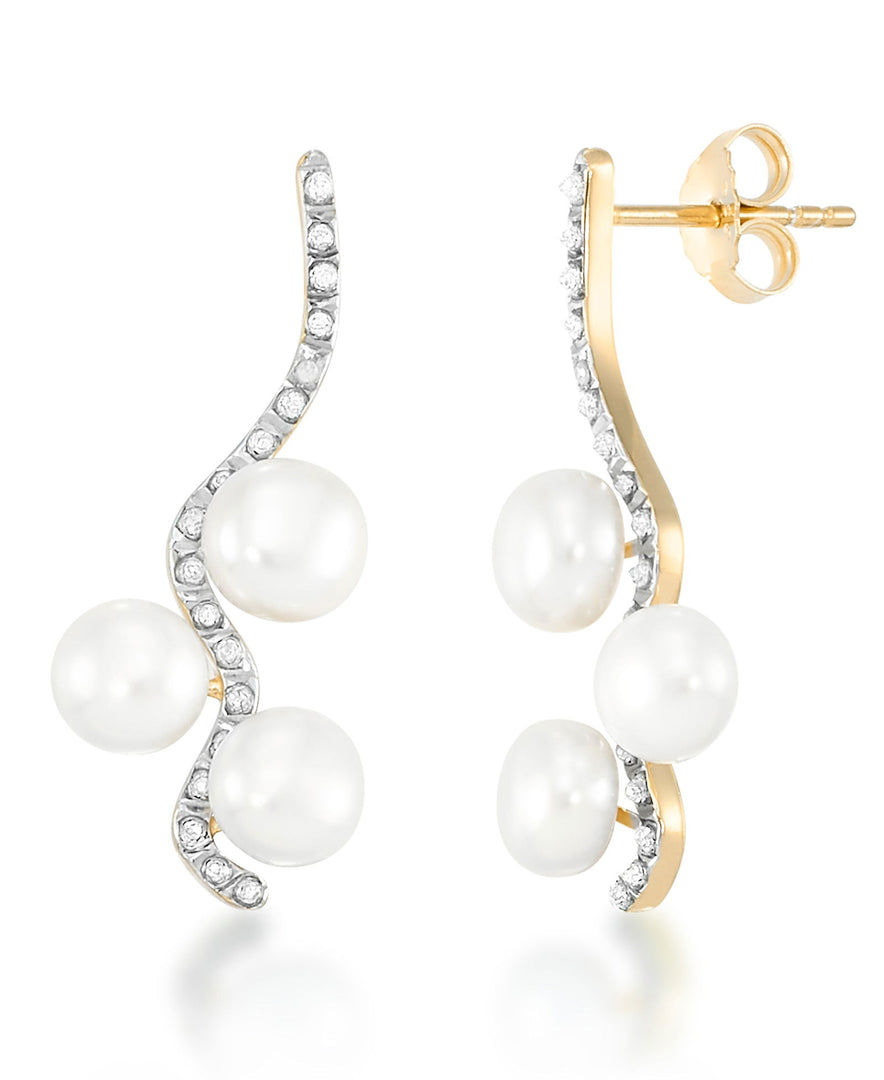 18K Yellow Gold over Sterling Silver_Diamond Fascination® Diamond Accent Sterling Silver Wave Earrings with Genuine Cultured Pearls - iHeart Jewels_I_Heart_1