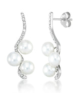 Load image into Gallery viewer, Platinum over Sterling Silver_Diamond Fascination® Diamond Accent Sterling Silver Wave Earrings with Genuine Cultured Pearls - iHeart Jewels_I_Heart_2